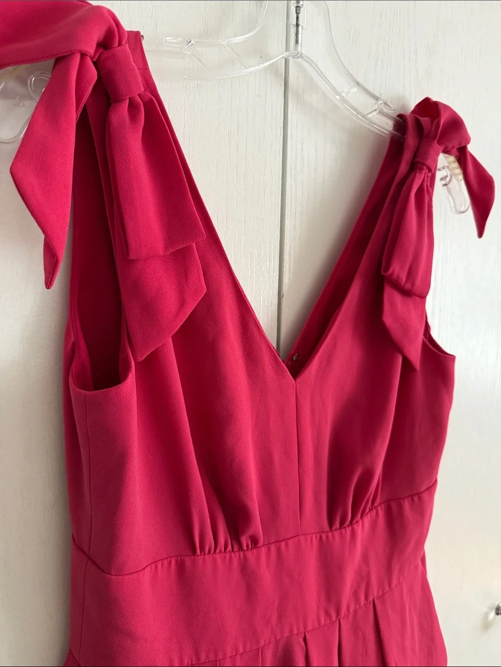 J.Crew Drapey Tie-Shoulder Jumpsuit Wide Leg Fuchsia/Pink Sleeveless Sz 4 Formal